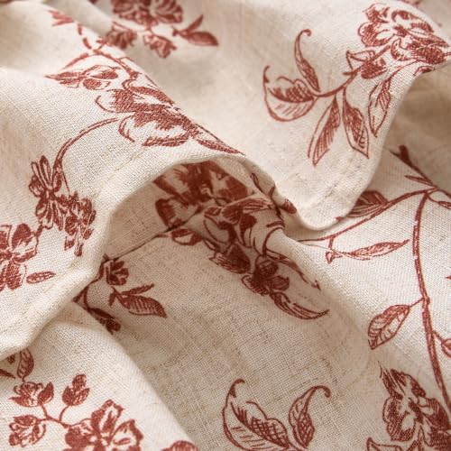 jinchan Alisa Ruffled Floral Valance Curtain 18 Inch 1 Panel Terracotta - color: Alisa Terracotta on Linen