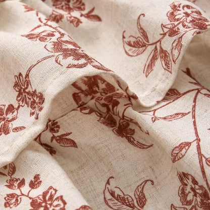 jinchan Alisa Ruffled Floral Valance Curtain 18 Inch 1 Panel Terracotta - color: Alisa Terracotta on Linen
