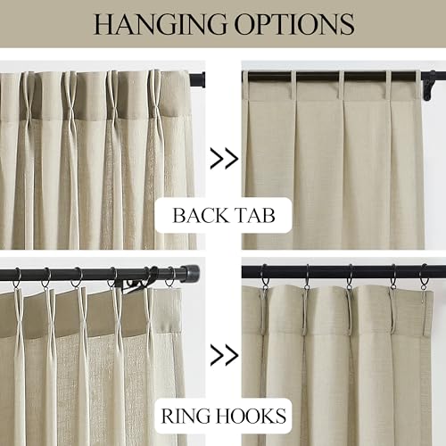 Vision Home Sand Linen Pinch Pleated Semi Sheer Curtains 40Wx84Lx2 - color: Sand/Pinch, size: 40"W x 84"L (Pack of 2)