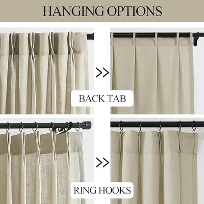 Vision Home Sand Linen Pinch Pleated Semi Sheer Curtains 40Wx95Lx2 - color: Sand/Pinch, size: 40"W x 95"L (Pack of 2)