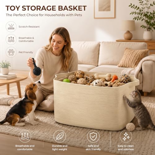 OIASKET 95L Extra Large Blanket Basket, 24" x 16.9" x 14.2" Woven Basket - color: Jute, size: 24"x16.9"x14.2"