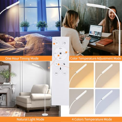 FRIDEKO HOME Floor Lamp for Living Room Over Chair Reading 18W 1800LM White - color: White CCT, 1 Pack