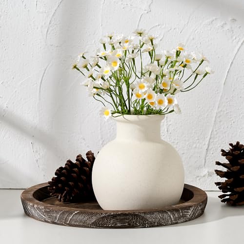 SIDUCAL Spotted Ceramic Modern Vase, 5.8 Inch Rustic Farmhouse Decorative Boho Terracotta Vase for Home Decor, Table, Living Room, Wedding, Shelf Decor, Mantel, Speckled White - color: 18795-white