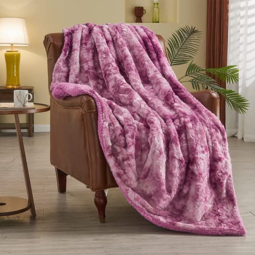 NEWCOSPLAY Faux Fur Sherpa Throw Blanket for Couch, Light Purple, 40"x50" - color: Light Purple, size: Throw(40"x50")