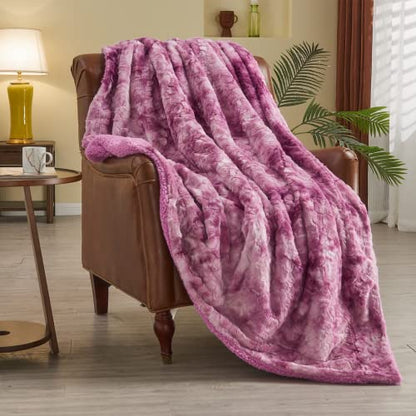 NEWCOSPLAY Faux Fur Sherpa Throw Blanket for Couch, Light Purple, 50"x60" - color: Light Purple, size: Throw(50"x60")