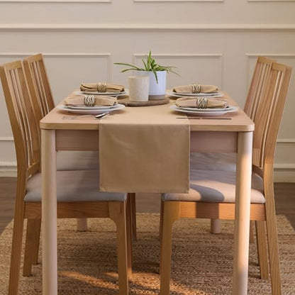 Encasa XO Table Runner, Cotton Canvas Dining Runner 13"x72" - color: Light Beige, size: 13x72 in