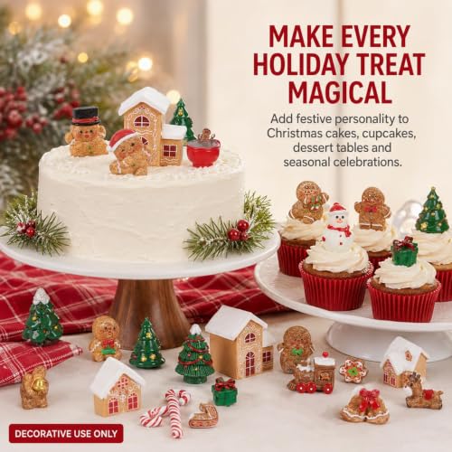 36 PCS Christmas Gingerbread Mini Figurines Tiny Resin Miniature Decoration - color: Christmas Gingerbread