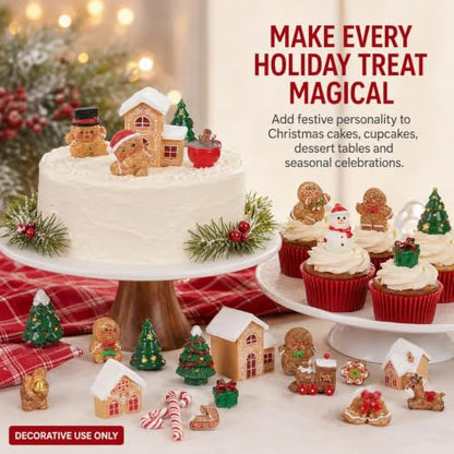 36 PCS Christmas Gingerbread Mini Figurines Tiny Resin Miniature Decoration - color: Christmas Gingerbread