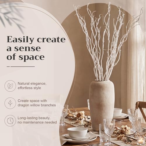 Thiccywoov 12 Pcs Real Dried Willow Branches 47.2 Inches Natural Curly - color: White, size: 47.2 Inches