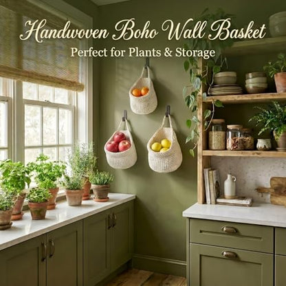 Honeydak 3 Hanging Baskets, Cream, Wide Bucket Basket - color: Cream, style: Wide Bucket Basket