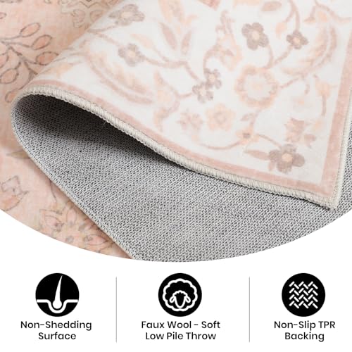 Boho Area Rugs 5x7 Floral Rugs for Living Room Washable Non Slip Low Pile Soft Carpet for Living Room Bedroom Dinning Room CRYPTOLITE