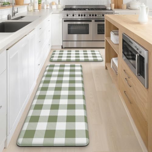 MAYHMYO Anti Fatigue Kitchen Mats for Floor, Cushioned Fresh Green Mat 2PCS - color: Flesh Green