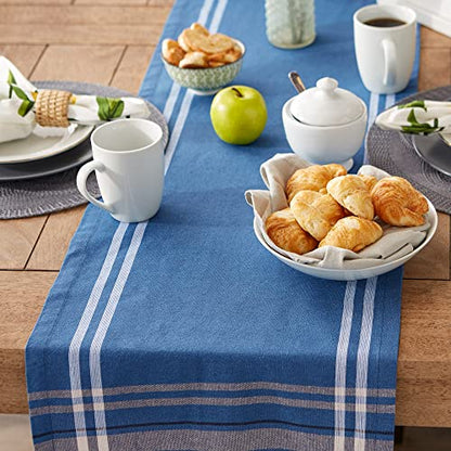 DII French Stripe Dining Table Collection Farmhouse Style Table Runner, 14x108 Inches, Blue Chambray - color: Blue Chambray, size: 14x108 Inches (Pack of 1)