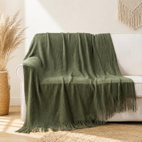BATTILO HOME Olive Green Throw Blanket for Couch, 50"x60" - color: Army Green, size: 50 x 60 in.