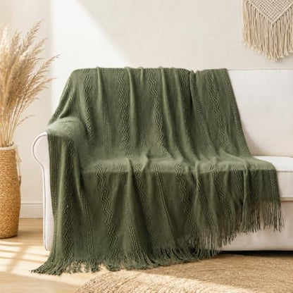 BATTILO HOME Olive Green Throw Blanket for Couch, 50"x60" - color: Army Green, size: 50 x 60 in.