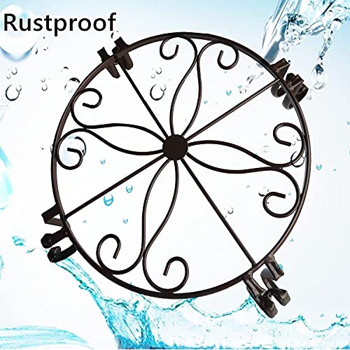 2 Pack 12" Plant Stands, Heavy Duty Rustproof Metal Plant Holders for Indoor and Outdoor Use, Wrought Iron Round Flower Stands for Patio, Balcony, and Garden (Bronze)