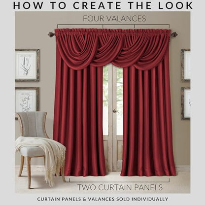 All Seasons Waterfall Window Valance, Rouge - 52" W x 36" L - color: Rouge