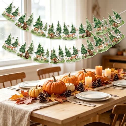 SUNBEAUTY Woodland Animals Banner 13.2FT Baby Shower Garland Party Supplies - color: Forest-2