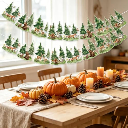 SUNBEAUTY Woodland Animals Banner 13.2FT Baby Shower Garland Party Supplies - color: Forest-2