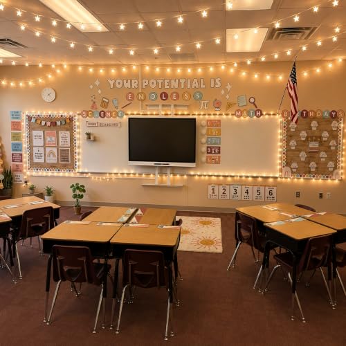 Star String Lights for Classroom Decor, 33 ft 100 LED Plug-in Fairy Lights
