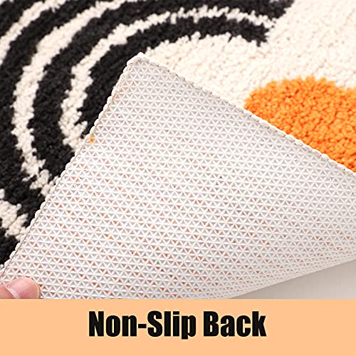 Boho Bathroom Rugs Non-Slip Abstract Bath Rugs Microfiber Cute Mat Black Washable for Tube/Washbasin/Toilet (Beige-Music, 20"X32") - color: Beige-music, size: 1'8" x 2'8" (Oblong)