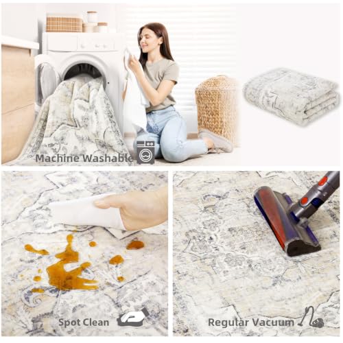 Washable Kitchen Rug Runners for Hallways: 2'x 10' Long Runner Rug Non Slip - color: Beige White and Black, size: 2' x 10' (Rectangular)