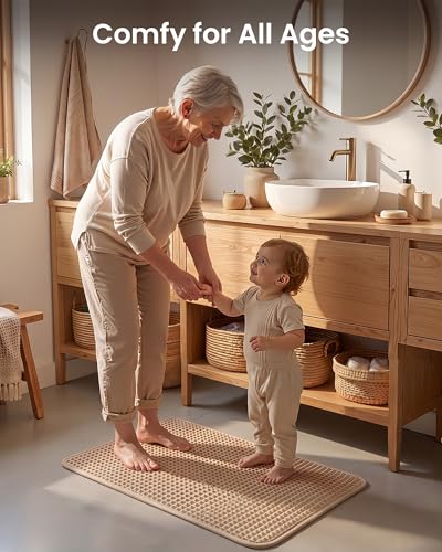 Upgraded Non Slip Waffle Bath Mat, Super Absorbent Bathroom Rug, 20x30 inch - color: Brown