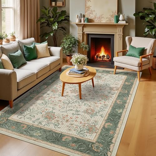 GarveeHome 4x6 Sage Green Washable Area Rug Bedroom Non Slip Nursery Room - color: Sage Green, size: 4' x 6' (Rectangular)