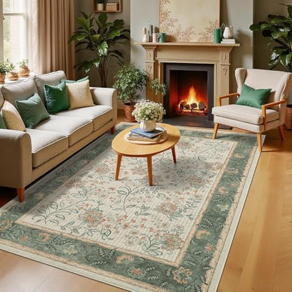 GarveeHome 4x6 Sage Green Washable Area Rug Bedroom Non Slip Nursery Room - color: Sage Green, size: 4' x 6' (Rectangular)