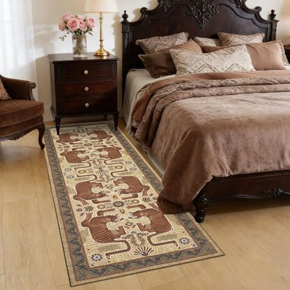 GarveeHome Tiger Print 2.5'x8' Washable Non Slip Runner Boho Hallways Rugs - color: Camel, size: 2'6" x 8' (Rectangular)