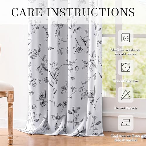 ChrisDowa 100% Blackout Floral Curtains 63 Inches Long 2 Panels,Black - color: Black, size: 52"W x 63"L (Pack of 2)