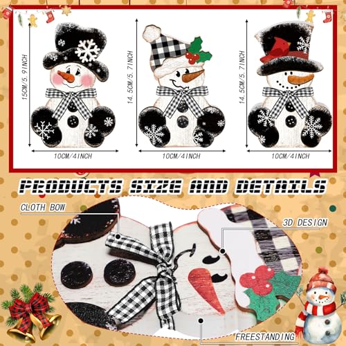 GlikCeil 3 Pcs Winter Snowman Table Decorations Christmas Wood Centerpiece - style: Snowman