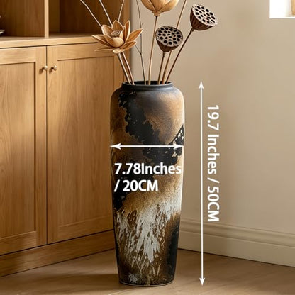Rustic Ceramic Floor Vase, 19.7 Inch, Clay Farmhouse Large Decor - size: 19.7 Inch