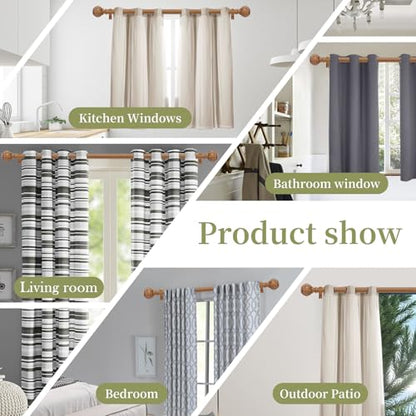 TANGWIN Wood Curtain Rods for Windows 28 to 48 Inch(2.3-4Ft),1 Inch Adjustable Curtain Rod,Heavy Duty Curtain Rods,Wooden Netted Texture Finial Drapery Rods,Single Window Curtain Rod 18-45",Brown Wood - color: Wood, size: 18-45" & 1pack