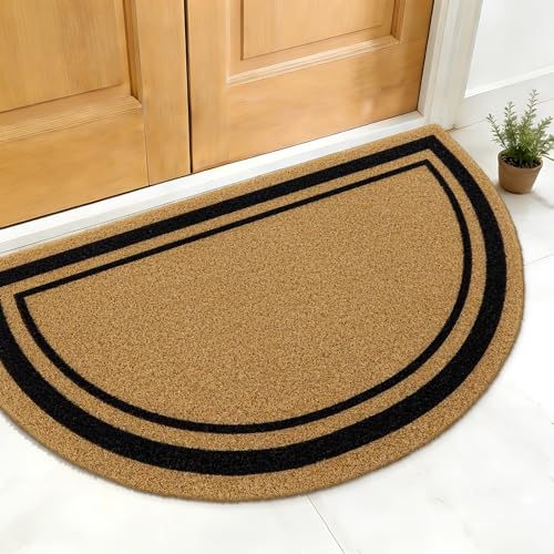 OLANLY Half Circle Door Mat 30x17, Low Profile Doormat (Border) - size: 30" X 17"