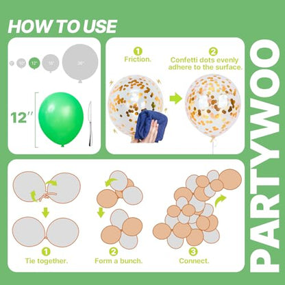 PartyWoo Green Balloons 66pcs 12 Inch Lime Emerald Hunter Forest Balloons - color: Green-3328