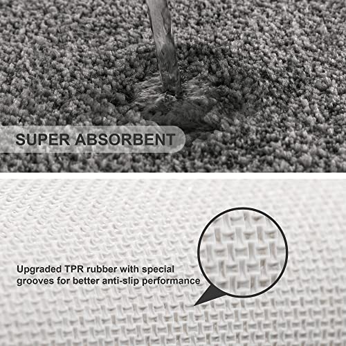 VANZAVANZU Bathroom Rug Set - 2 Piece Non Slip Extra Soft Absorbent Bath Mats, Microfiber Shaggy Thick, Machine Washable (16"x24" Plus 16"x24", Dark Gray) - color: Dark Gray, size: 16"x24" Plus 16"x24"