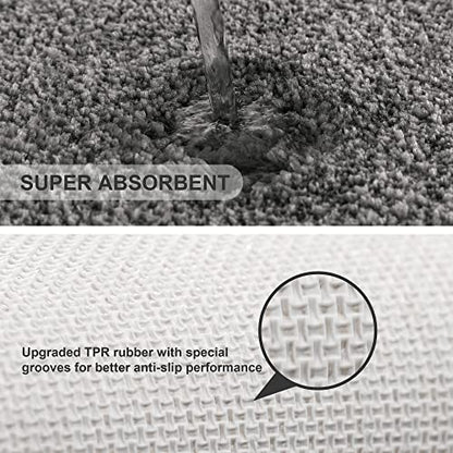 VANZAVANZU Bathroom Rug Set - 2 Piece Non Slip Extra Soft Absorbent Bath Mats, Microfiber Shaggy Thick, Machine Washable (16"x24" Plus 16"x24", Dark Gray) - color: Dark Gray, size: 16"x24" Plus 16"x24"