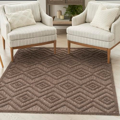 Nourison Home Versatile Brown 4' x 6' Area Rug - Easy Clean, Non Shedding, Bed Room, Living Room, Dining Room, Kitchen (4' x 6') - color: Brown, size: 4' x 6' (Rectangular)