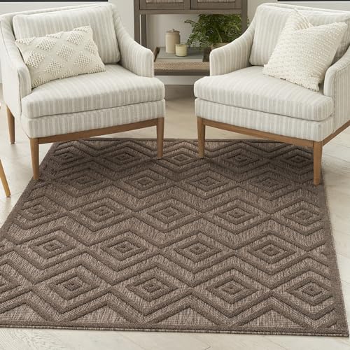 Nourison Home Versatile Brown 4' x 6' Area Rug - Easy Clean, Non Shedding, Bed Room, Living Room, Dining Room, Kitchen (4' x 6') - color: Brown, size: 4' x 6' (Rectangular)