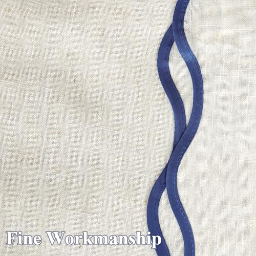 DriftAway Semi Sheer Scalloped Edge Linen Coastal Beach Window Curtains for Living Room Bedroom 2 Panels Rod Pocket Each Size 52 Inch by 96 Inch Navy - color: Linen Navy, size: 52"W x 96"L (Pack of 2)