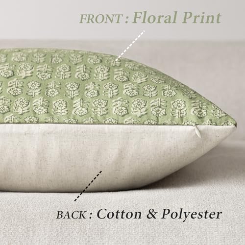 Foindtower Decorative Floral Print Throw Pillow Covers 18×18 Lime Green - color: Lime Green, size: 18" x 18" (Pack of 2)