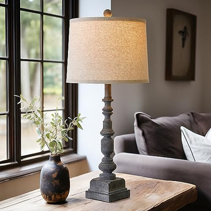 Oneach 27.75" Farmhouse Table Lamps Set of 2 for Living Room, USB A+C Port - color: Gray