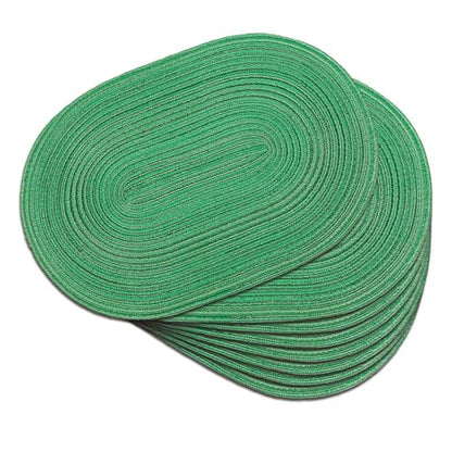 Placemats Set of 8, Woven Oval Braided Dining Table Mats(Green Shine) - color: Green Shine, size: 8 pcs