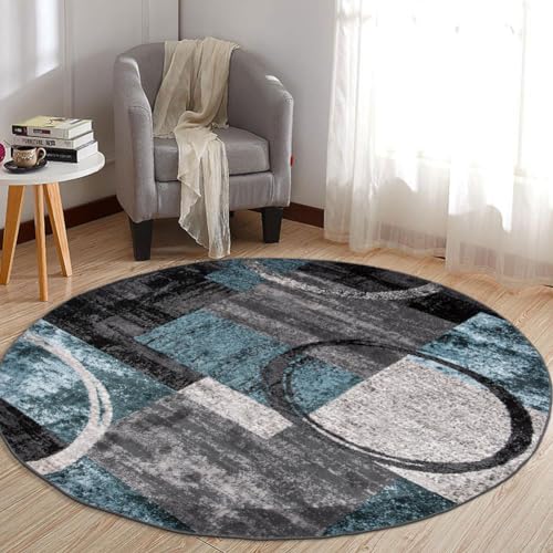 Rugshop Circle Design Contemporary Abstract Soft Round Rug Gray 6'6" - color: Grey, size: 6'6" (Round)