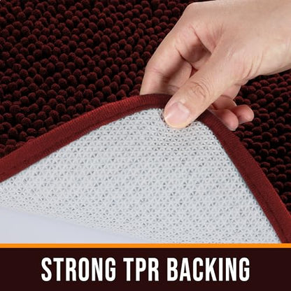 Chenille Bathroom Rug 24"x16" Extra Soft Absorbent Quick Dry Rugs, Red - color: Red, size: 1'4" x 2' (Rectangular)