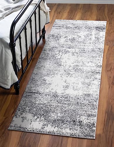Keen Home Design Abstract Non-Shedding Runner Rug, Soft Thick Pile, 2x10 - color: Abstract Cream/Grey, size: 2'8" x 9'11" (Runner)