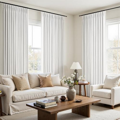 100% Blackout 90 Inch Natural Linen Pinch Pleated Curtains 2 Panels - color: Natural, size: 40"W x 90"L (Pack of 2)