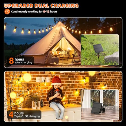 Kawaya ST38 Solar Outdoor String Lights 50FT for Patio Garden Porch Bistro - size: 50FT New