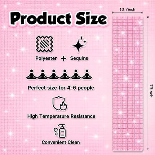 Disco Party Decorations - Pink Glitter Disco Table Runner - color: Pink Sequin Glitter
